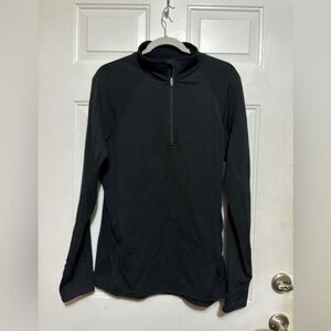 LL Bean Womens Lightweight Base Layer Long Sleeve 1/4 Zip Pullover Black Large